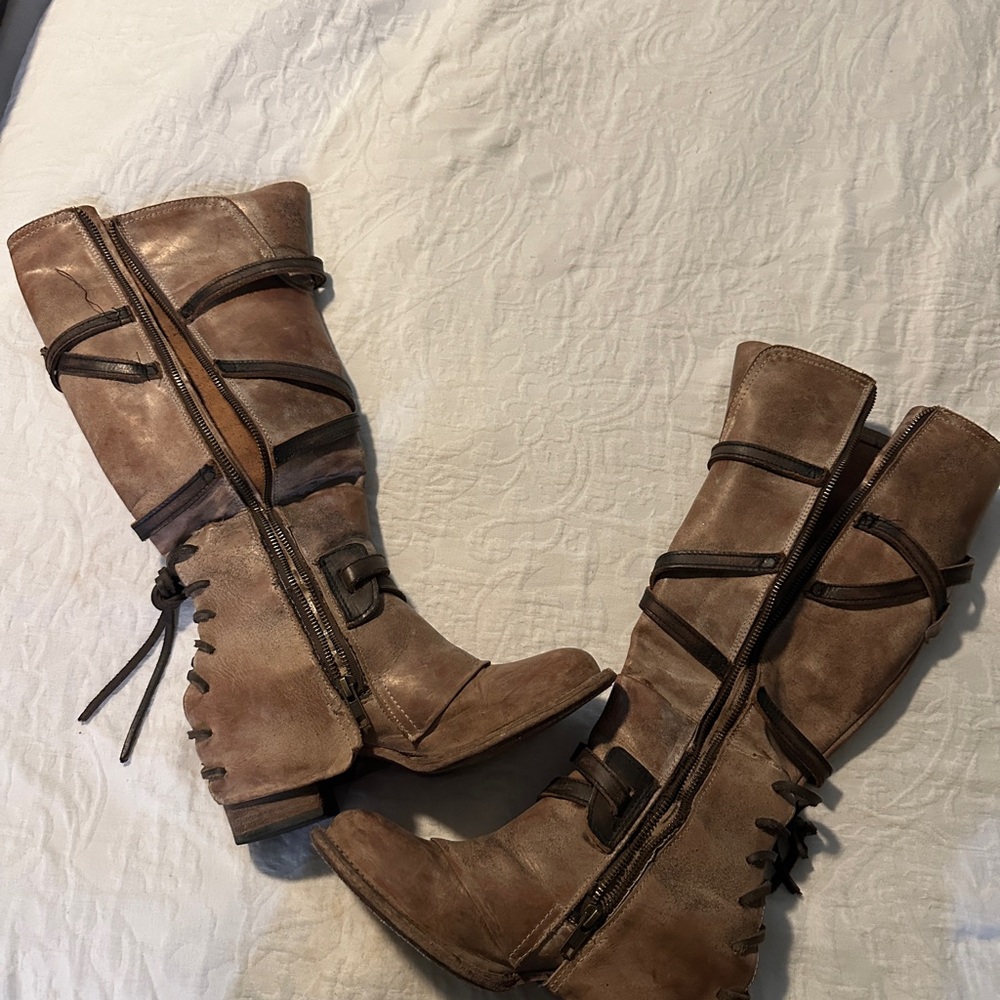 Freebird Tan Over the Knee Boots - Picture 2 of 4